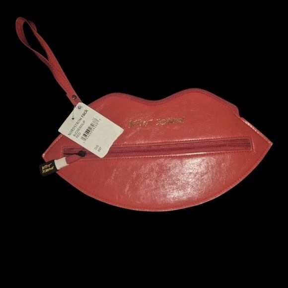 Betsey Johnson Handbags - BETSEY JOHNSON | Red Lips Wristlet Zipper Clutch Nwt